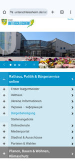 Screenshot des Eintrags zur Brgerbeteiligungssoftware im Men von unterschleissheim.de