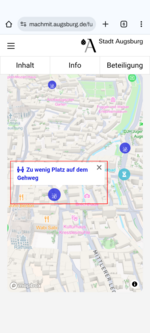 Screenshot eines Stadtplans, in dem Fugnger betreffende Mngel eingetragen werden knnen